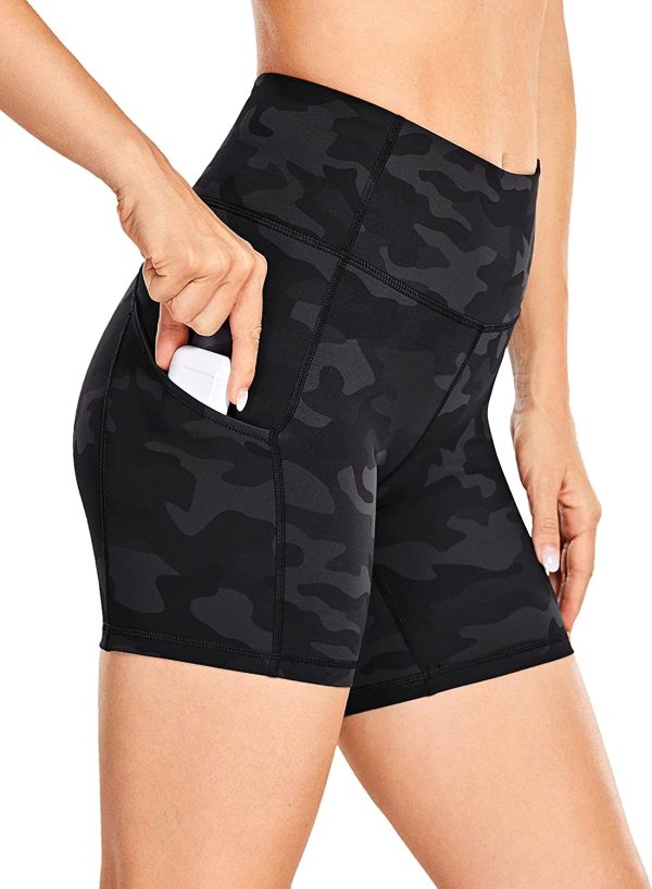 CRZ YOGA Women's Sport Shorts High Waist Tummy Control Shorts with Side Pockets-6 inches - Image 3