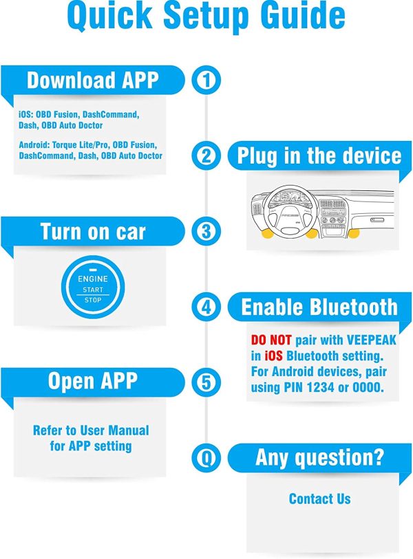 OBDCheck BLE Bluetooth OBD II Scanner Adapter Dongle Auto Check Engine Code Reader Diagnostic Scan Tool for iOS & Android - Image 2