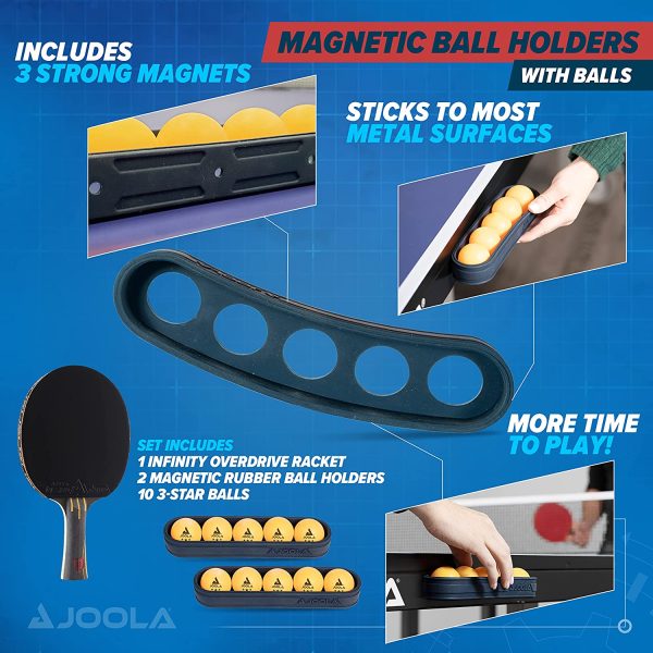 JOOLA Infinity Overdrive Ping Pong Paddle and Table Tennis Sets - Racket with Carbon Kevlar Technology & Double Black Extreme Speed Rubber - Ping Pong Set Includes 10 3 Star Ping Pong Balls & Holder - Image 6