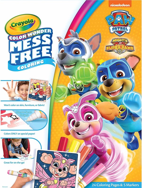 Paw Patrol Color Wonder Set, 24 Mess Free Coloring Pages & 5 Markers, Kids, Age 3, 4, 5, 6