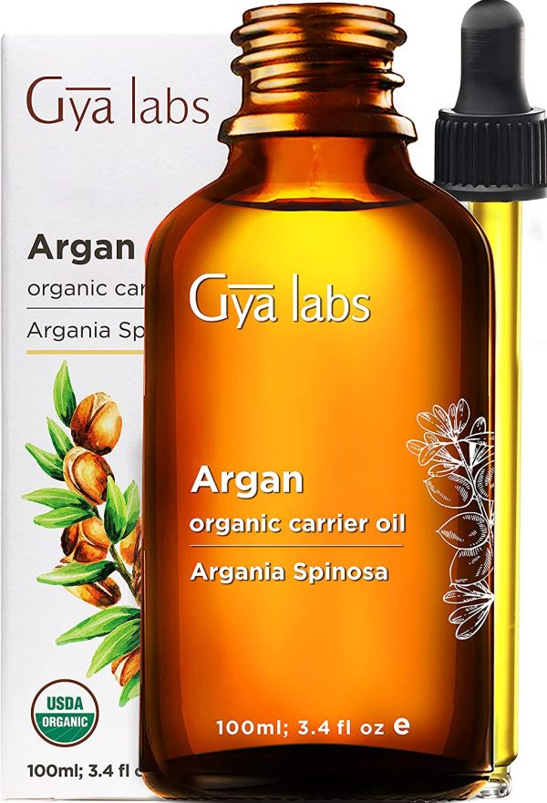 Gya Labs USDA Organic Argan Carrier Oil (3.4 oz) - Moisturizing and Nourishing