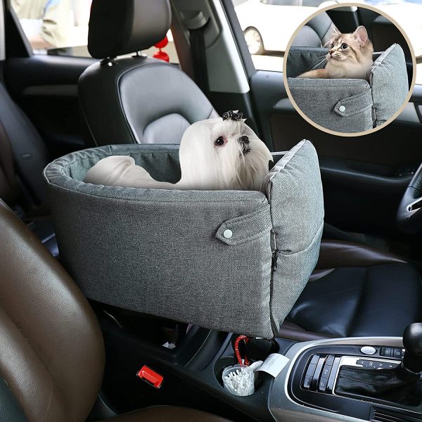 Cathpetic Dog Car Seat Pet Supplies - Travel Bags for Dogs Cats Portable Console Dog Car Seat Washable Dog Cat Booster Seat on Car Armrest Included Safety Tethers Perfect Car Seat for Dogs Cats - Image 7