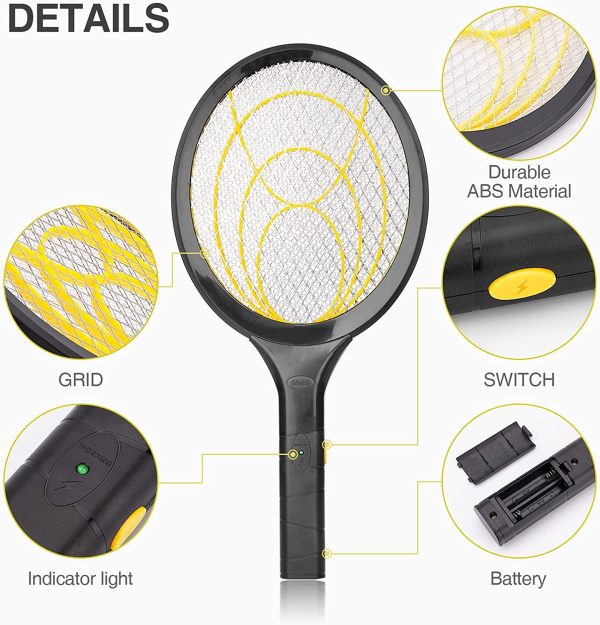 mafiti Electric Fly Swatter, Fly Killer Bug Zapper Racket for Indoor and Outdoor Pest Control, 2AA Batteries not Included (1-Pack Yellow) - Image 7