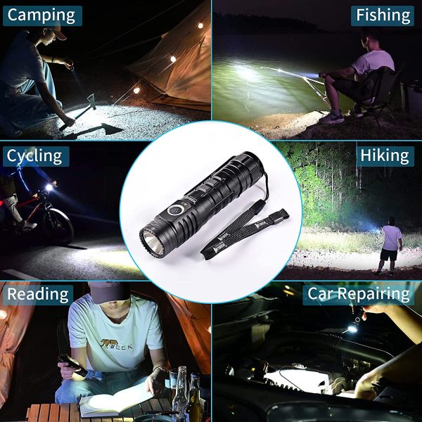 C2 Rechargeable LED Flashlights 2000 High Lumens, Pocket Flashlight with Power Bank, 7 Modes Flash Light, IP68 Waterproof Tactical Flashlight for Emergencies, Outdoor - Image 5