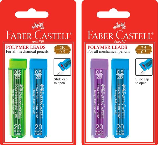 Faber-Castell Break-resistant Polymer Leads 0.5mm, 2B, Tube of 20 ?C Blister Pack of 2 Tubes, (23-226520-2) - Image 2