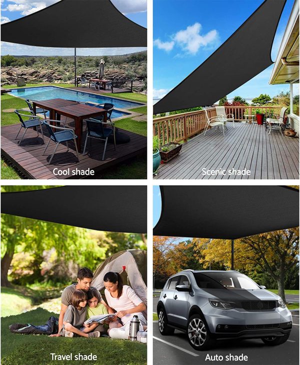 Instahut Shade Sail Rectangle - 3 x 4m | 98% UV Block | 5-Year Warranty | Black - for Carport Pool Garden Patio Backyard - Image 5