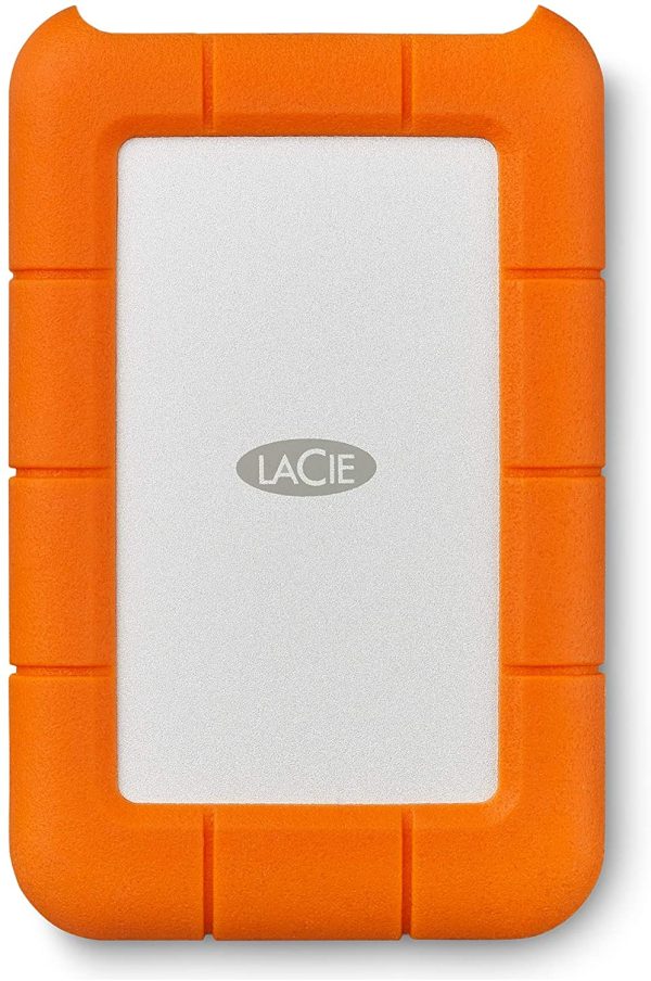 LaCie Rugged Mini, 5T,B USB 3.0 Portable 2.5 inch External Hard Drive for PC and Mac, Orange/Grey, with Rescue Services (STJJ5000400)