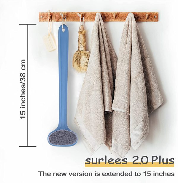 Surlees 2.0 Plus - Back Scrubber for Shower for Men Women Elderly, Bath Brush, Body Brush (15'', Blue) - Image 4