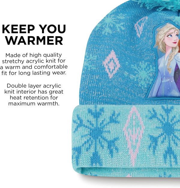 Disney Winter Hat, Kids Gloves Or Toddlers Mittens Frozen Elsa and Anna Baby Beanie for Boy Girl Ages 2-4 & 4-7 - Image 4