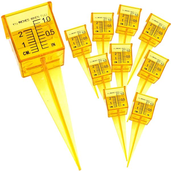 New Resources Group (Ships from USA Same or Next Day) - 10 Pack 1.5" Rain/Sprinkler Gauge, Wide Mouth, Bright Yellow, Outdoor Water Measuring Tool - Image 2