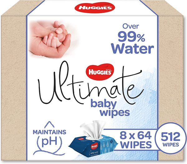 Huggies Ultimate Baby Wipes Over 99% Water (Pack of 512)