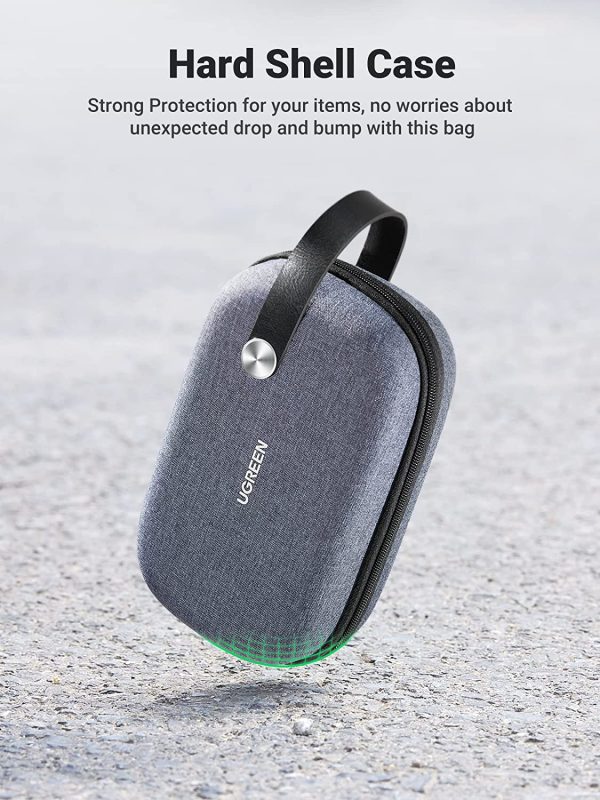 Travel Case Gadget Bag Small, Portable Electronics Accessories Organiser Travel Carry Hard Case Cable Tidy Storage Box Pouch with Double Layer, Double Zipper, Snap Hook, Carrying Strap - Image 6