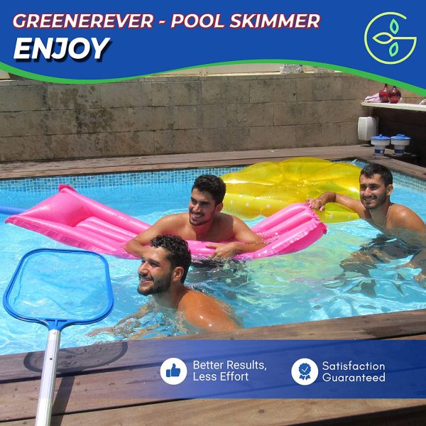 Greenerever Pool Skimmer Net | Hot Tub Spa Leaf Cleaner Net | Swimming Pool Skimmer Cleaning Net | Plastic Framed Fine Mesh Net | Easily Removes Leaves, Debris from Pools, Ponds, Spas, Hot Tubs - Image 5