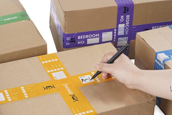 SPLIT PEAS Packing Tape, Home Moving and Storage Organisation for Moving Boxes | 8 x Packing Tape Rolls, 2 x Tape Cutters, 2 x Black Markers - Image 6