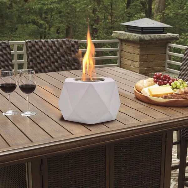 Royxen Tabletop Fire Pit with Lid and Mat, Rubbing Alcohol Fireplace Indoor Outdoor Fire Bowl, Concrete - Image 4