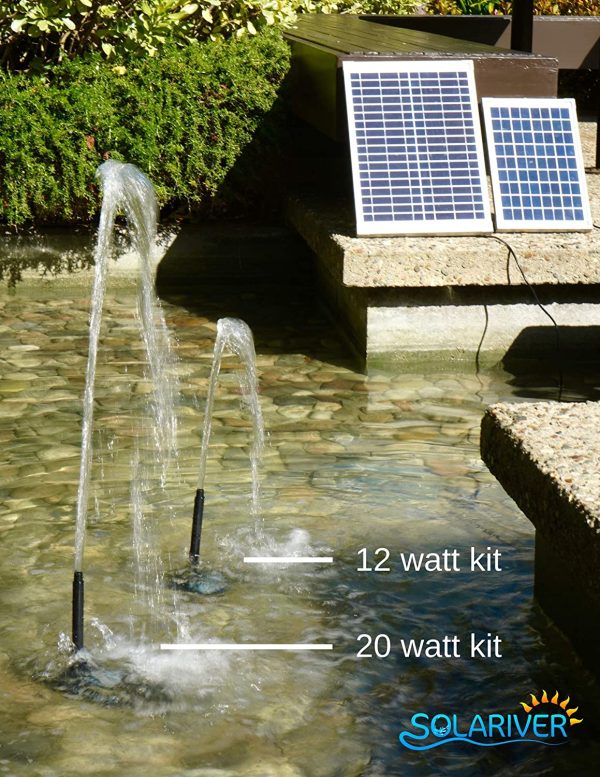 Solariver Solar Water Pump Kit - 680 L/Hr - Submersible Water Pump with Adjustable Flow, 12 Watt Solar Panel for Sun Powered Fountain, Pond Aeration, Aquaculture, Hydroponics (NO Battery, Daytime Operation Only) - Image 3