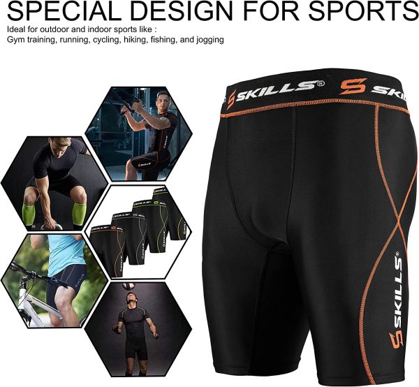 Skills Black Compression Shorts for Men - Increases Power and Reduces Muscle Fatigue - Sports Performance Underwear Premium Quality Lycra Running Shorts - Image 6