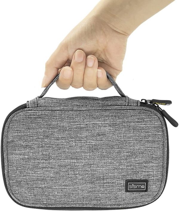 sisma Travel Electronics Organiser Carrying Case for Power Cords Power Bank Earbuds Hard Drives Memory Cards Laptop Adapter Mouse Small Accessories -Grey 1680D Fabrics SCB17092B-OG - Image 9