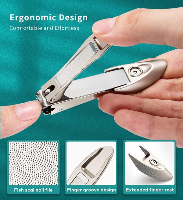 DAWNTREES Stainless Steel Nail Clippers, For Thick Nails, Anti-Splash Nail Clippers with Glass Nail Shiner , Medical Grade Manicure Set, Sharp Toe Nail Care Kit, Men's and Women's And Premium Nail Clippers Set?? (Nail Clippers-2-piece)