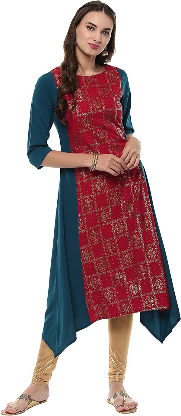 Janasya Indian Tunic Tops Crepe Kurti for Women - Image 3