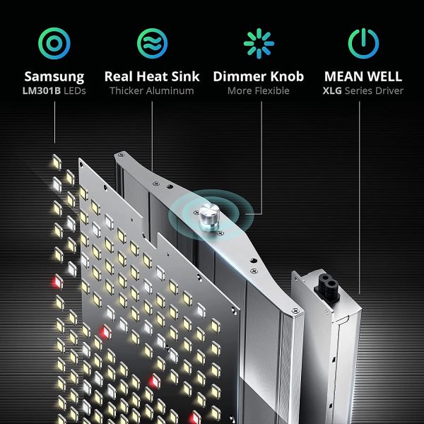 VIPARSPECTRA Newest XS 1000 LED Grow Light Compatible with Samsung LM301B & MeanWell Driver Dimmable Lights Full Spectrum for Indoor Plants Seeding Veg and Bloom - Image 7