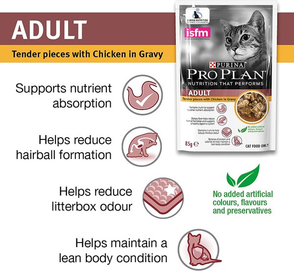 Pro Plan Chicken in Gravy Adult Cat Food 12 Packs 12 Pack Medium - Image 2