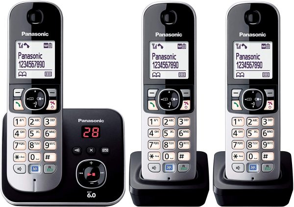 Panasonic DECT Digital Cordless Phone with Built-in Answering Machine and 3 Handsets (KX-TG6823ALB) - Image 4