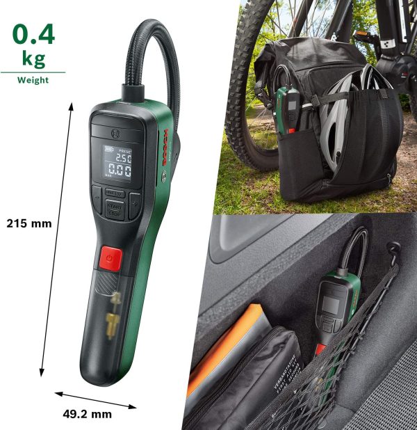 Home & Garden Electric Air Pump Mini Compressor EasyPump (3.0 Ah Battery, 3.6 Volt, 150 PSI, 10.3 bar, LED), Green/Black one - Image 3