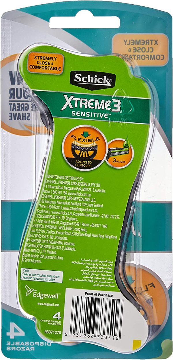 Schick Xtreme 3 Sensitive Men's Razors, 4 Razors - Image 2