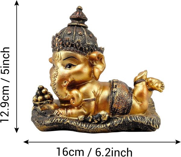 Tied Ribbons Ganesh Idol for Home D??cor Decorative Ganesha Statue Decoration Item (16 cm X 12.9 cm) - Hindu Elephant God Sculpture Figurines - Image 3