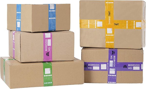 SPLIT PEAS Packing Tape, Home Moving and Storage Organisation for Moving Boxes | 8 x Packing Tape Rolls, 2 x Tape Cutters, 2 x Black Markers