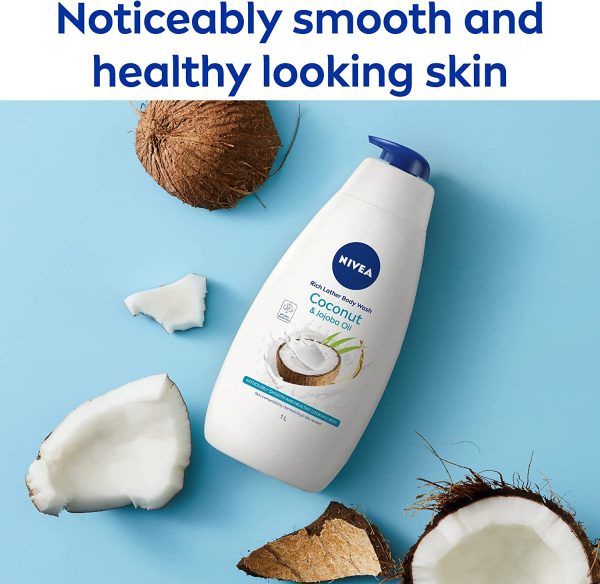 NIVEA Indulgent Moisture Shower Cream Coconut (1L), Moisturising Shower Gel with Jojoba Oil - Image 4