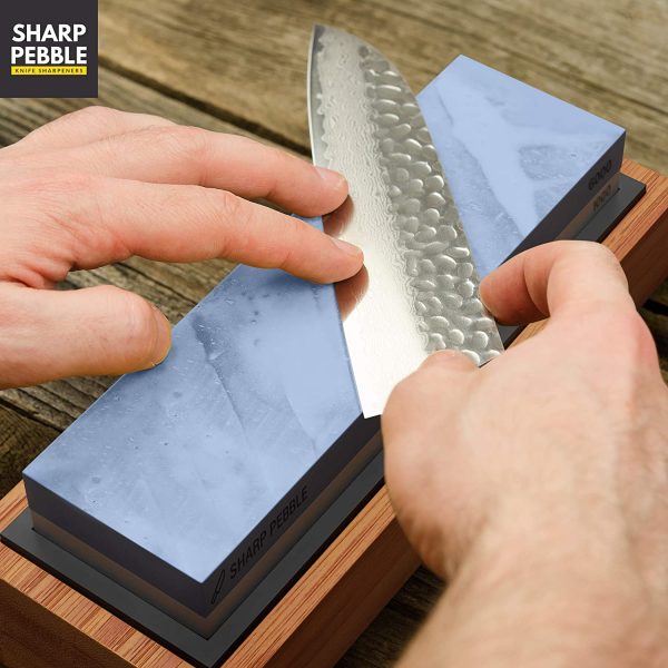 Sharp Pebble Premium Whetstone Knife Sharpening Stone 2 Side Grit 1000/6000 Waterstone- Whetstone Knife Sharpener- NonSlip Bamboo Base & Angle Guide - Image 6