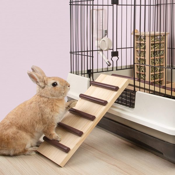 Niteangel Wooden Cage Bridge for Rabbits, Guinea Pigs and Chinchilla, Large Size (Round Stairs) - Image 6