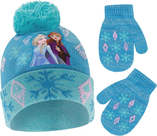 Disney Winter Hat, Kids Gloves Or Toddlers Mittens Frozen Elsa and Anna Baby Beanie for Boy Girl Ages 2-4 & 4-7 - Image 2