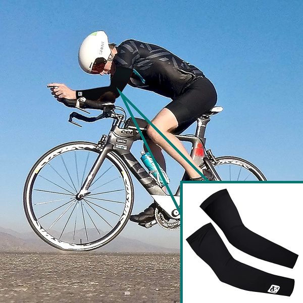 VeloChampion Cycling or Running Arm Warmers. Fleece Lined for Extra Wind Protection. Reflective Tab. Gel Grippers. - Image 6