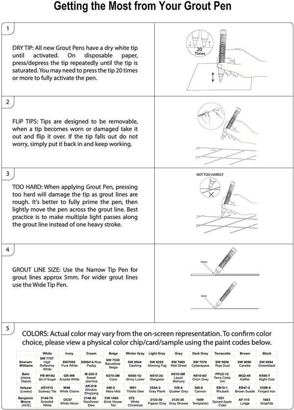 Grout Pen - Designed for Restoring Tile Grout in bathrooms & Kitchens (Cream) - Image 3