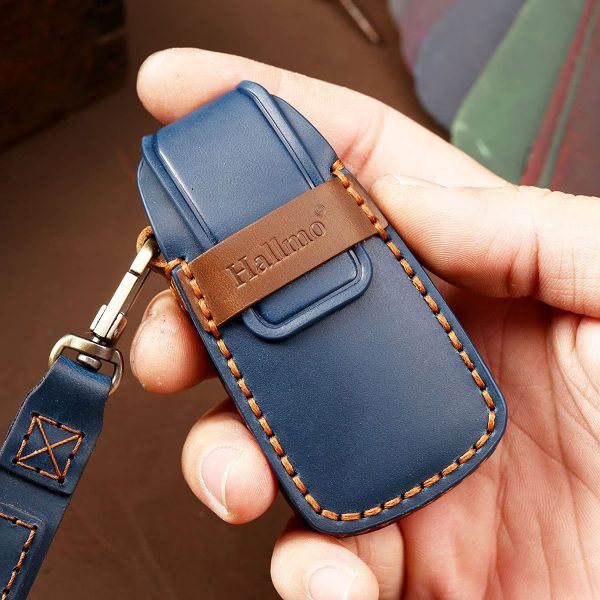 Key case fit for Audi A4 A5 Q7 Q5 TT TTS S4 S5 RS4 RS5 Leather Remote Key Fob Cover Keyring Accessories Key Shell Keychain Key Holder Protector Black A - Image 2