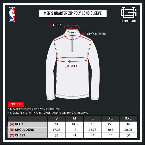 Ultra Game NBA Men's Quarter Zip Long Sleeve Pullover T-Shirt - Image 6