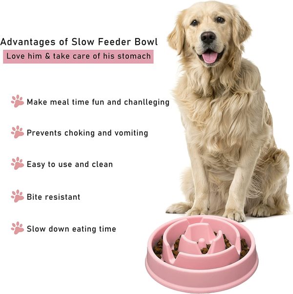 Slow Feeder Bowl, Dog Puzzle Food Bowl, Pet Interactive Feeder, Anti Gulping Pet Slower Feeder (Blue) - Image 3