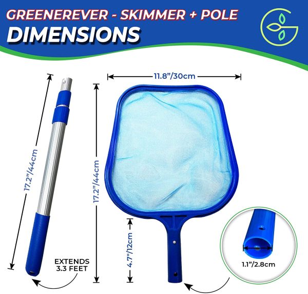 Greenerever Pool Skimmer Net with Pole (100 cm) | Hot Tub Spa Leaf Cleaner Net | Plastic Framed Fine Mesh Net | Easily Removes Leaves, Debris, Small Particles from Pools, Spas, Hot Tubs, Ponds - Image 5