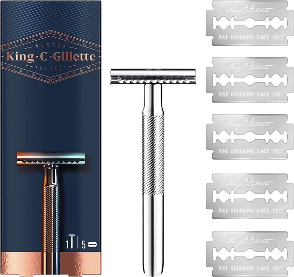 Gillette Double Edge Safety Razor + 5 Razor Blades, 5 Count (Pack of 1) - Image 8