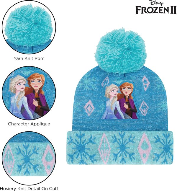 Disney Winter Hat, Kids Gloves Or Toddlers Mittens Frozen Elsa and Anna Baby Beanie for Boy Girl Ages 2-4 & 4-7 - Image 3