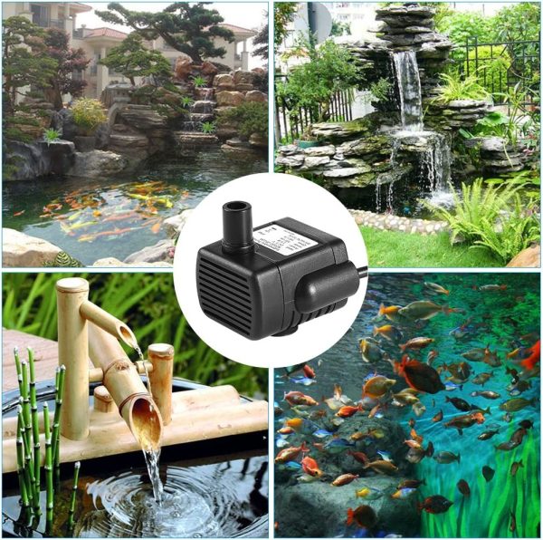 Mini Fountain Pump Compact Submersible Pumps Efficient Water Pump for Small Pond, Fish Tank, Long Cord, 180L/H, Black ??