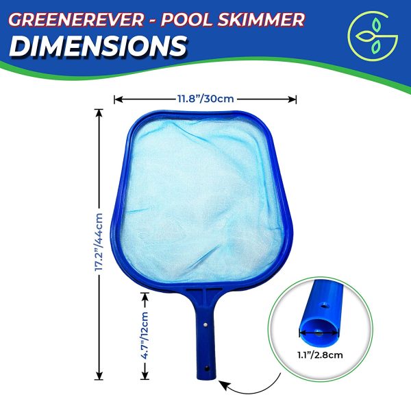 Greenerever Pool Skimmer Net | Hot Tub Spa Leaf Cleaner Net | Swimming Pool Skimmer Cleaning Net | Plastic Framed Fine Mesh Net | Easily Removes Leaves, Debris from Pools, Ponds, Spas, Hot Tubs - Image 3