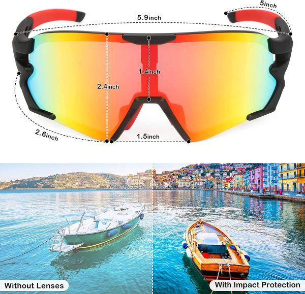 ELECOOL Cycling Glasses with 5 Interchangeable Lenses for Running Fishing Sports