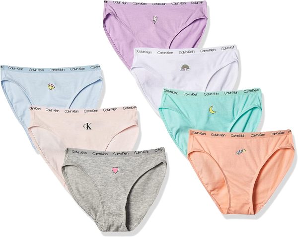 Calvin Klein Girls' Cotton Underwear Bikini Panties, 7