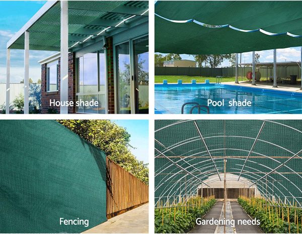 Instahut 1.83 x 50m Sunblock Shade Cloth 80% UV Resistant Privary Screen Heavy Duty Cmomercial 80GSM Shade Sail for Outdoor Patio Lawn Fence Greenhouse Flower Plants-Green - Image 4