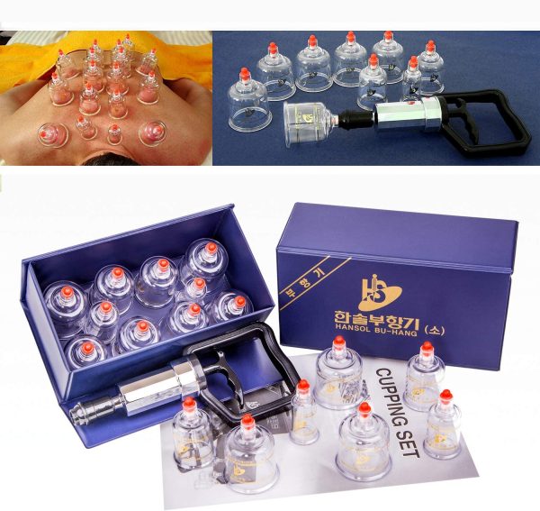 Hansol Professional Cupping Therapy Equipment Set 10 cups with pumping handle (10 Cups / English Manual (Made in Korea)) - Image 6