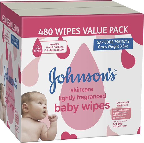 Johnson's Skincare Lightly Fragranced Baby Wipes 6 x 80 Pack - Image 7